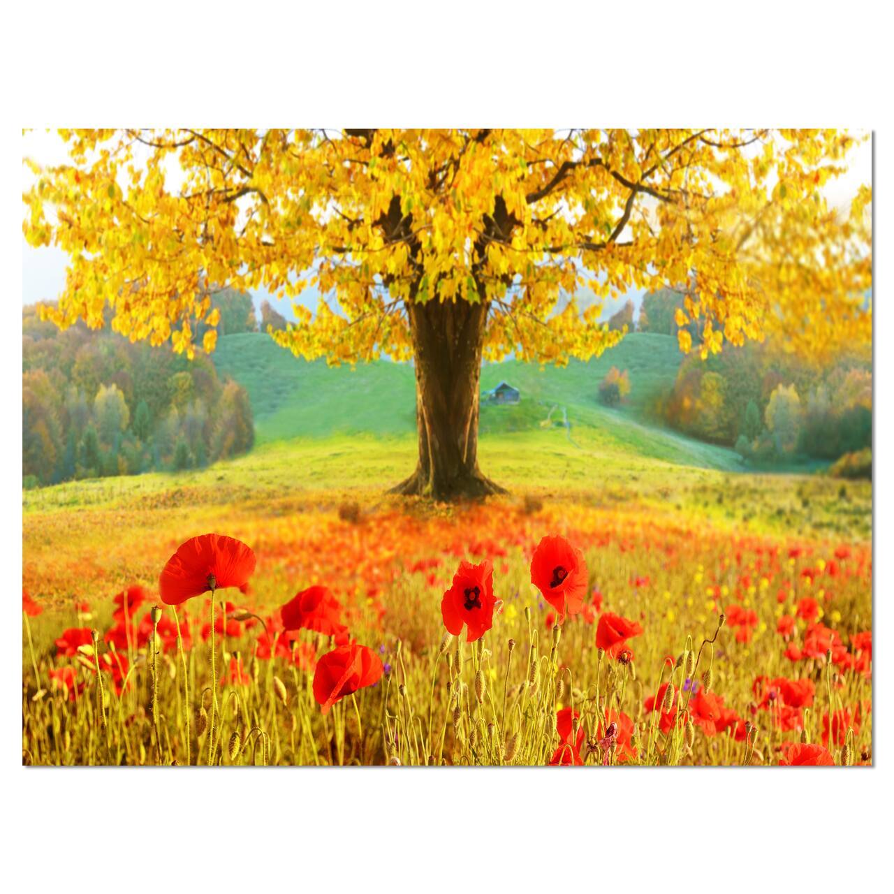Designart - Beautiful Autumn Yellow Tree - Floral Canvas Art Print